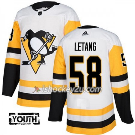 Børn NHL Pittsburgh Penguins Trøje Kris Letang 58 Adidas 2017-2018 Hvid Authentic